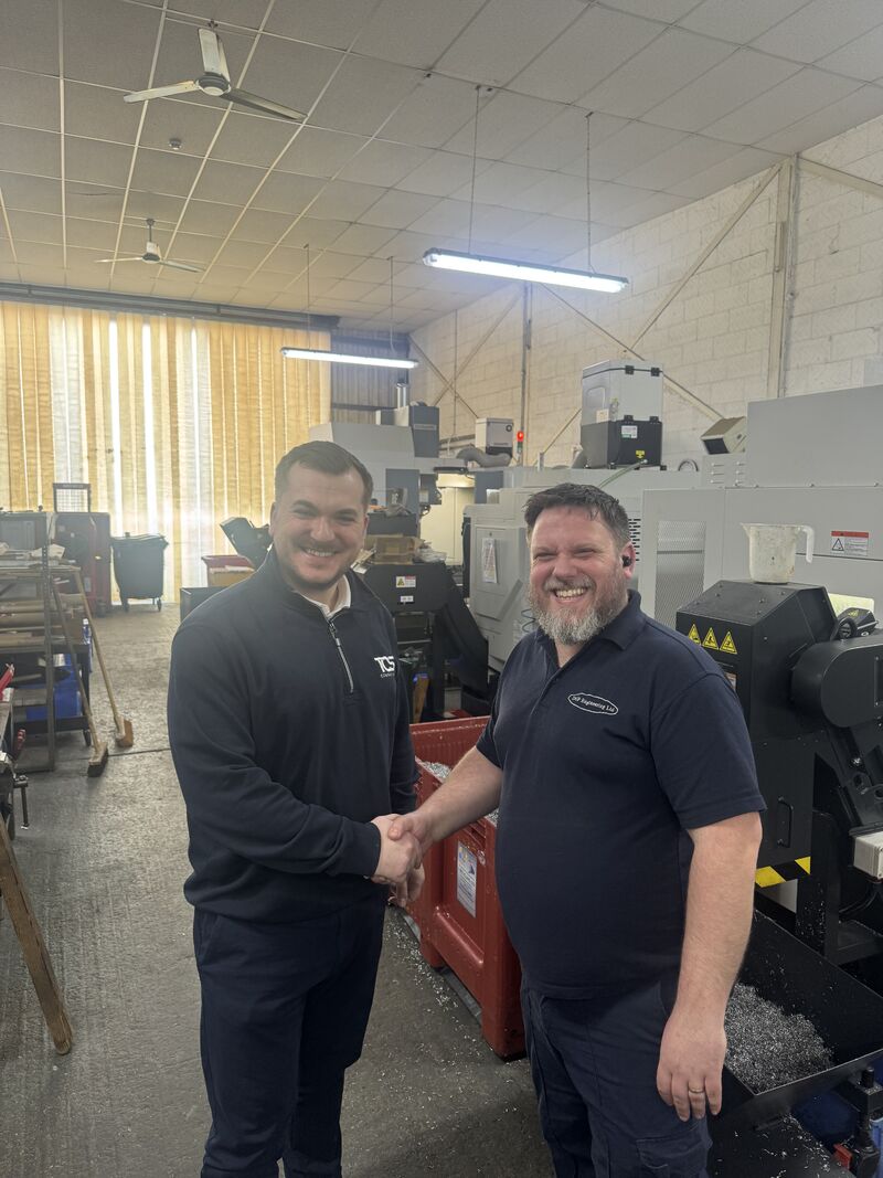 Tom Grice from Measurement Consulting Specialists with DGF Operations Director Liam Fernard on the shop floor