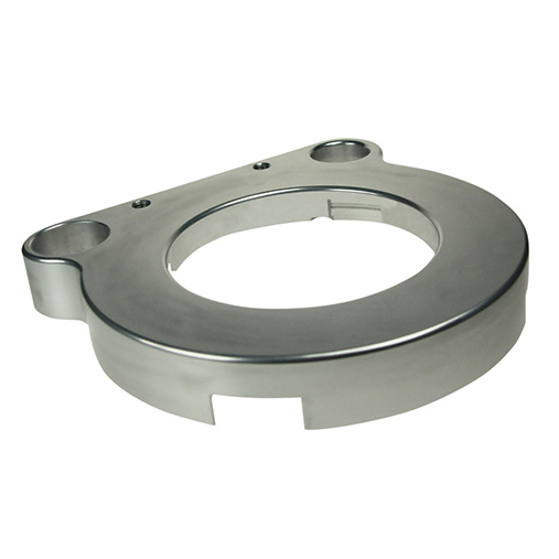 Polished stainless steel bearing housing with mounting bosses